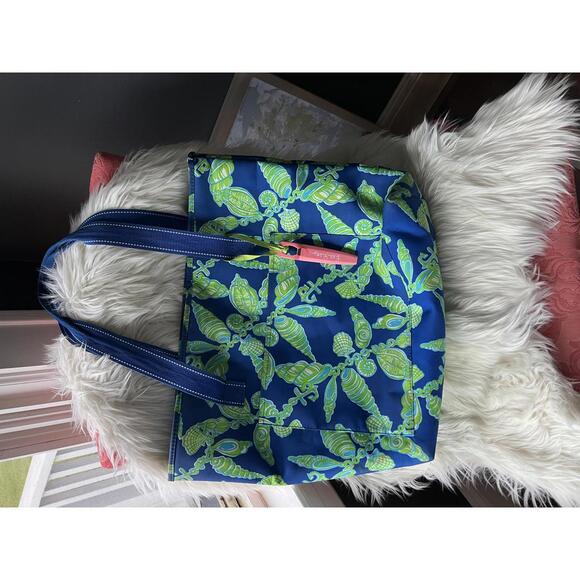 Lilly Pulitzer Blue and Green Patterned Tote Bag - Picture 1 of 9
